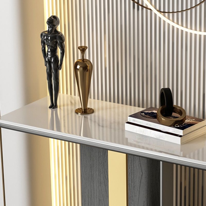 16 Inch Wide Glam Accent Table Rectangle Stone Console Table for Hall