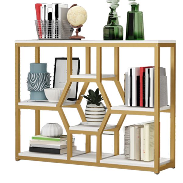 Metal and Wooden Book Shelf Etagere Open Study Room Shelf Bookcase with Doors