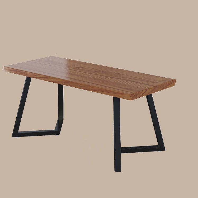 産業スタイルのライティングデスクホーム用の金属ベース付きソリッドウッドオフィスデスク