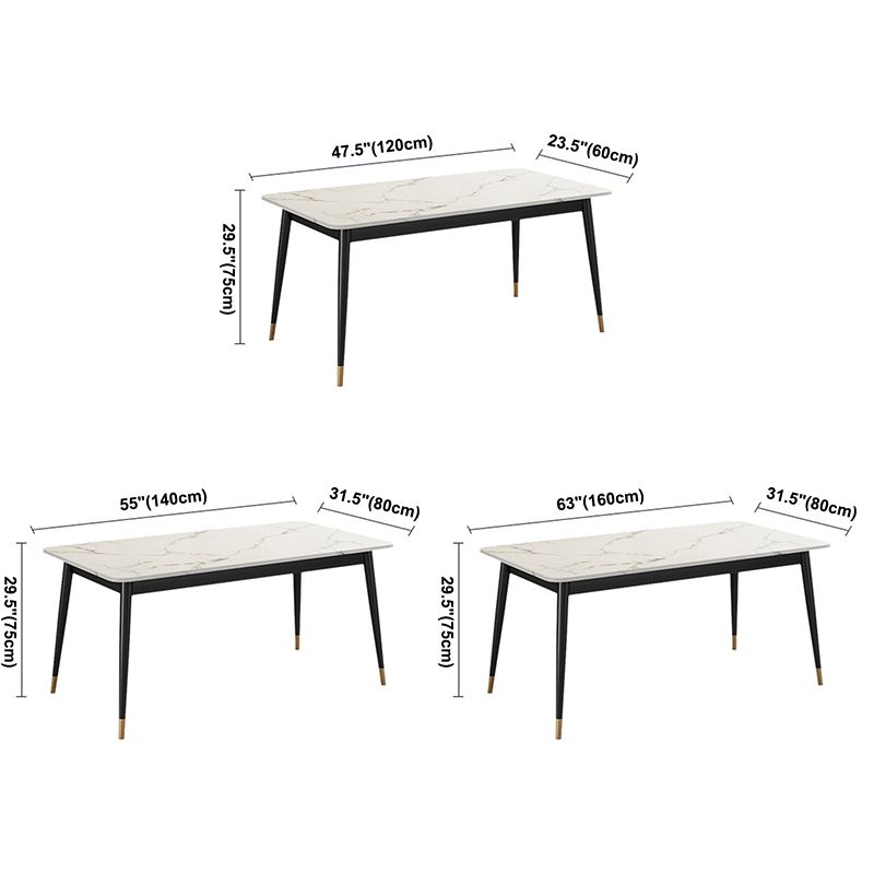 Modern Style Sintered Stone Dining Table White Rectangle Table with Metal Base for Home Use Clearhalo ' dining_table' 'Dining Tables & Seating' 'Dining Tables' 'furn' 'furn_dining_table' 'Furniture' 'furniture_dining_table' 'Kitchen & Dining Furniture' 'kitchen&dining_furn' 'kitchen' 'kitchen_dining_table' 1200x1200_fa0b3576-58fe-4342-8dc1-df6cf36d51d5