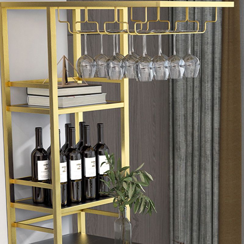 Double Pedestal Pub Table Rectangle Glam Bar Table with Wine Rack