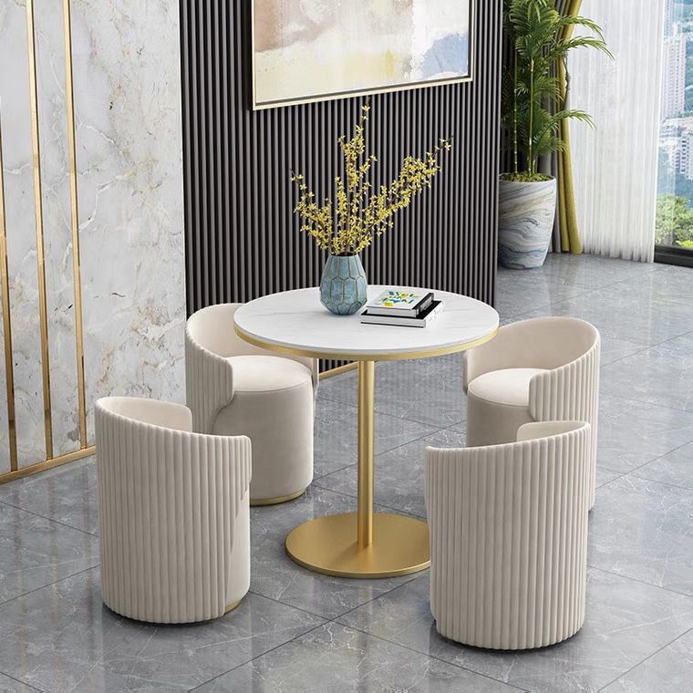 White Faux Marble Dining Table Traditional Luxury Round Table for Home Clearhalo 'Dining Tables & Seating' 'Dining Tables' 'dining_table' 'furn' 'furn_dining_table' 'Furniture' 'Kitchen & Dining Furniture' 1200x1200_fa0d65dc-36fb-4cfd-aea8-2b329f322f29