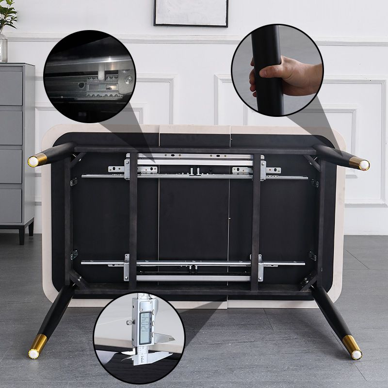 Minimalist Sintered Stone Extendable Dining Set Rectangle Shape White Dining Set for Kitchen Clearhalo 'Dining Room Sets' 'Dining Tables & Seating' 'dining_room_set' 'furn' 'furn_dining_room_set' 'Furniture' 'furniture_dining_room_set' 'Kitchen & Dining Furniture' 'kitchen&dining_furn' 'kitchen' 1200x1200_fa0e4b92-2468-4468-8b4a-8afbff77c474