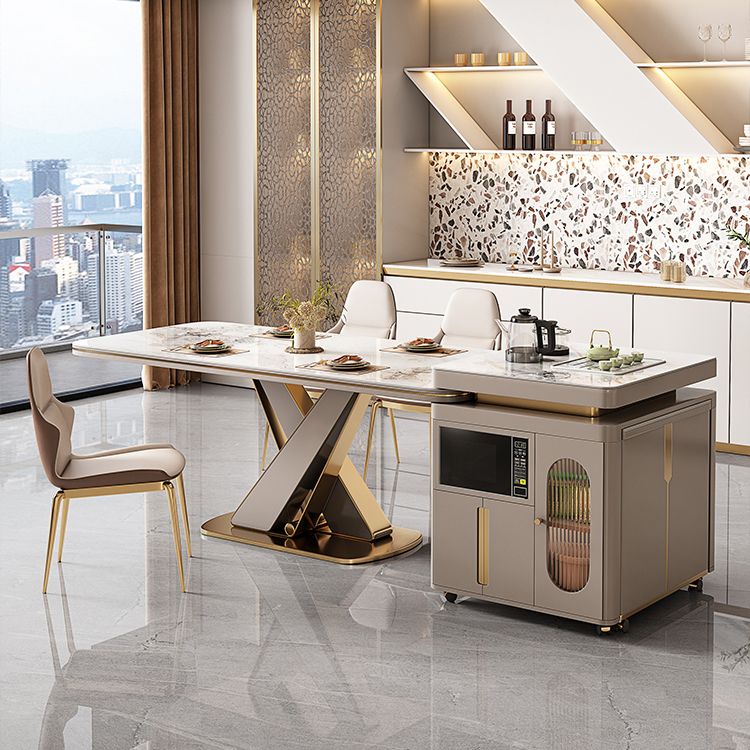 Traditional Luxury Dining Table Stone Rectangle Fixed Table with Pedestal Base Clearhalo 'Dining Tables & Seating' 'Dining Tables' 'dining_table' 'furn' 'furn_dining_table' 'Furniture' 'Kitchen & Dining Furniture' 1200x1200_fa0f9c57-85c0-4cd7-be19-0e5229a8126f