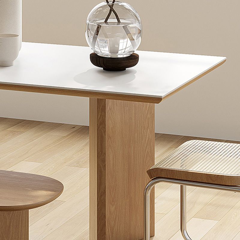 Contemporary Rectangle Table Sintered Stone Table with Wood Legs for Kitchen Clearhalo 'Dining Tables & Seating' 'Dining Tables' 'dining_table' 'furn' 'furn_dining_table' 'Furniture' 'Kitchen & Dining Furniture' 1200x1200_fa105721-b5ed-4435-9d55-f8c3239c2e3b