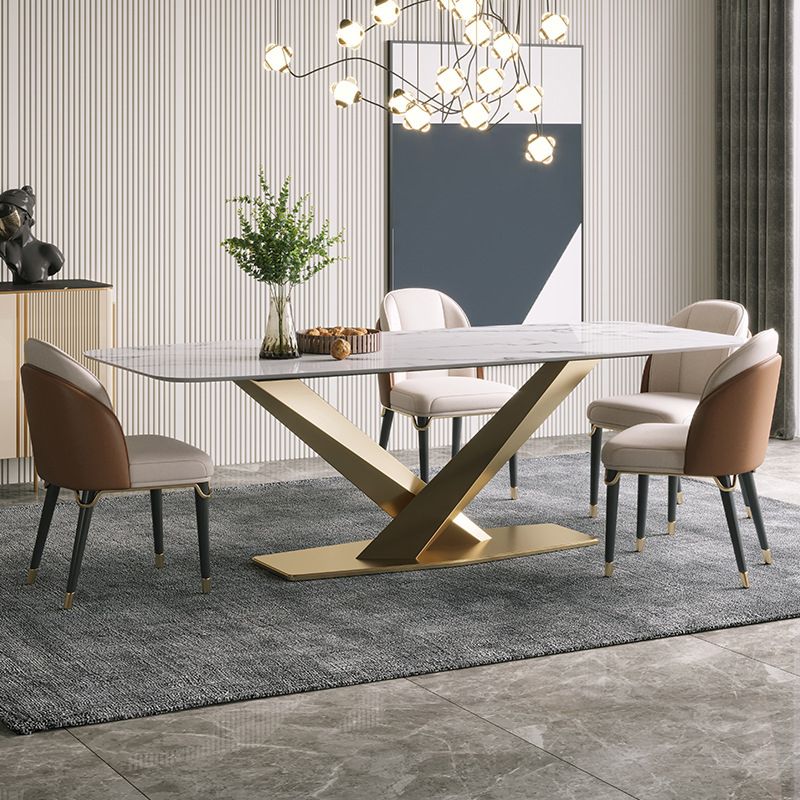 Industrial Dining Room Table Rectangle Stone Dinette Table for Dining Room Clearhalo 'Dining Tables & Seating' 'Dining Tables' 'dining_table' 'furn' 'furn_dining_table' 'Furniture' 'Kitchen & Dining Furniture' 1200x1200_fa10ab04-0e50-494f-b304-8b985a6d0664