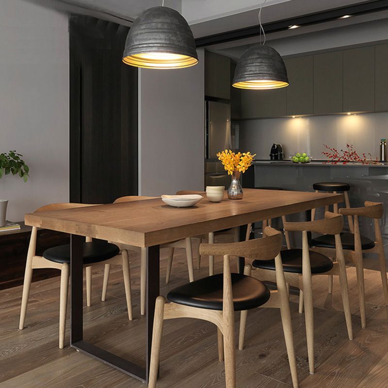 Modern Style Fixed Solid Wood Dining Room Table with 2 Black Metal Legs Kitchen Set Clearhalo 'Dining Room Sets' 'Dining Tables & Seating' 'dining_room_set' 'furn' 'furn_dining_room_set' 'Furniture' 'furniture_dining_room_set' 'Kitchen & Dining Furniture' 'kitchen&dining_furn' 'kitchen' 1200x1200_fa125cef-5ec7-45c4-9293-5b36f019aa8e