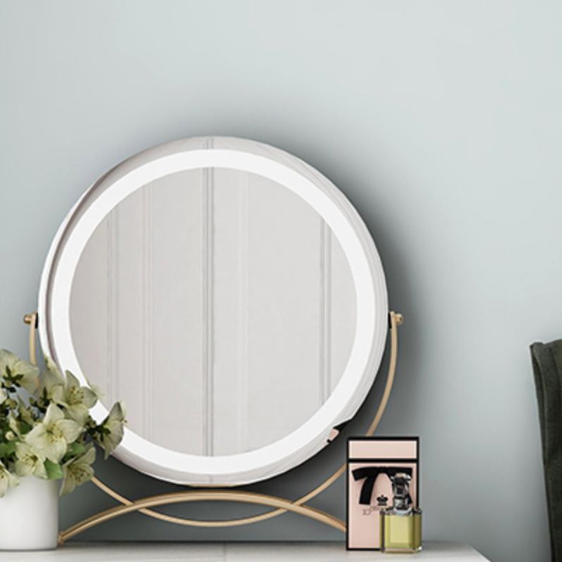 Glam ijdelheid bureau in wit met laden kaptafel met metalen basis