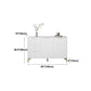 3-Drawer White Wood Sideboard Glam Adjustable Shelving Credenza with Stone for Living Room