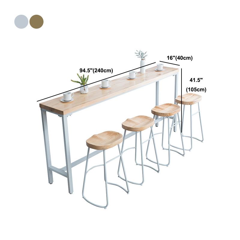 Natural Pine Wood Top Bar Table Modern Metal Frame Pub Table Clearhalo 'Bar Furniture' 'Bar Tables' 'bar_tables' 'furn' 'furn_bar_tables' 'Furniture' 'Kitchen & Dining Furniture' 1200x1200_fa15f49a-8e70-47df-abb8-431f91eaec62