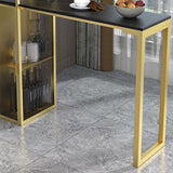 Stone Bar Dining Table Modern Bar Table with Double Pedestal for Living Room Balcony