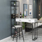 2-Drawer Modern Steel Bistro Table White Stone Top Indoor Bar Dining Table with Wine Rack Clearhalo 'Bar Furniture' 'Bar Tables' 'bar_tables' 'furn' 'furn_bar_tables' 'Furniture' 'furniture_bar_tables' 'Kitchen & Dining Furniture' 1200x1200_fa167136-3aee-4f89-8373-e79a6a12abaf
