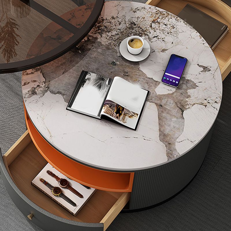 Round Coffee Table Set Frame Nesting Coffee Table Set with 2 Drawers Clearhalo 'Coffee & Accent Tables' 'Coffee Tables' 'coffee_tables' 'furn' 'furn_coffee_tables' 'Furniture' 'Living Room Furniture' 1200x1200_fa167bb3-9273-4e12-89cc-e695bd7748af