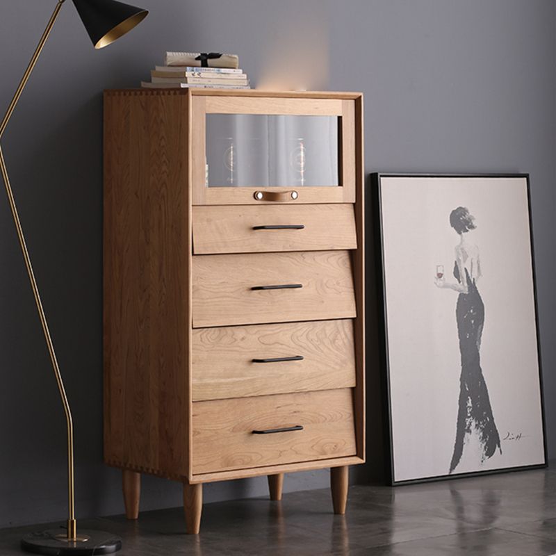 Contemporary Natural Cabinet Solid Wood 4 - Drawer Accent Cabinet Clearhalo 'Cabinets & Chests' 'cabinets_chests' 'furn' 'furn_cabinets_chests' 'Furniture' 'Living Room Furniture' 1200x1200_fa179e98-d552-421a-b4fe-c8d0313743d6