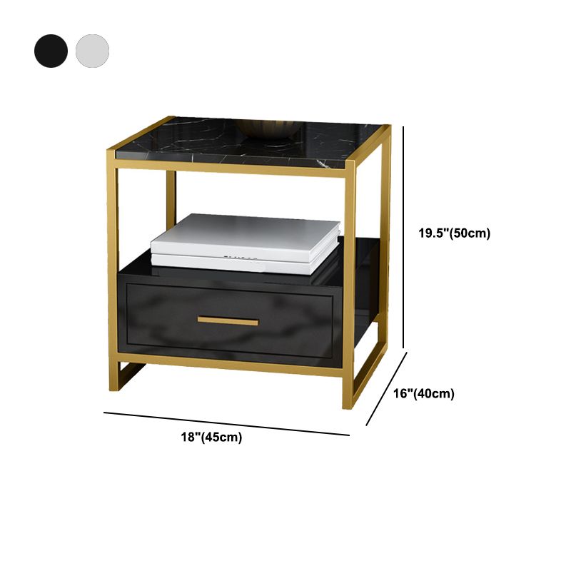 19,69 "Tableau de nuit en pierre 1 armoire de chevet de tiroir avec 1 étagère