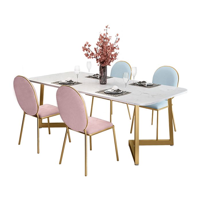 Rectangle Stone Dining Table Traditional Luxury Dinette Table for Home Clearhalo 'Dining Tables & Seating' 'Dining Tables' 'dining_table' 'furn' 'furn_dining_table' 'Furniture' 'furniture_dining_table' 'Kitchen & Dining Furniture' 1200x1200_fa1a3248-7cb9-43f9-8adf-34aca4ded8a8