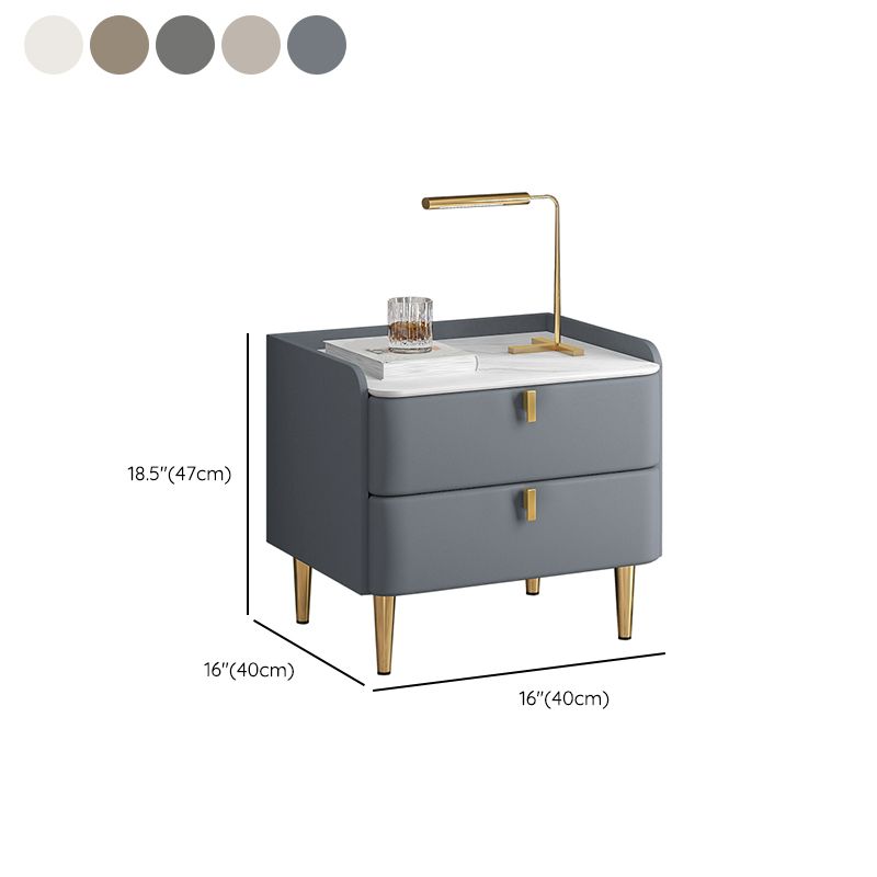 2 cassetti Le gambe del tavolo da notte contemporanee includevano comodini in legno massiccio, alto 18,5 "