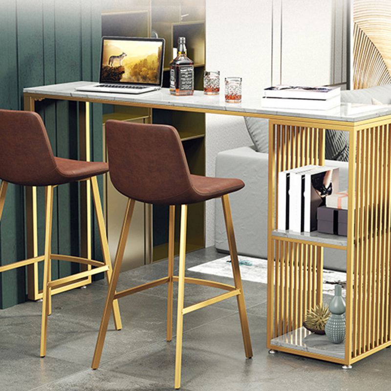 Glam Rectangle Bar Table Set 1/3 Pieces Faux Marble Pub Set for Dining Room