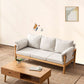 Contemporary Square Arm Sofa 33.46" High Faux Leather/Linen Sofa