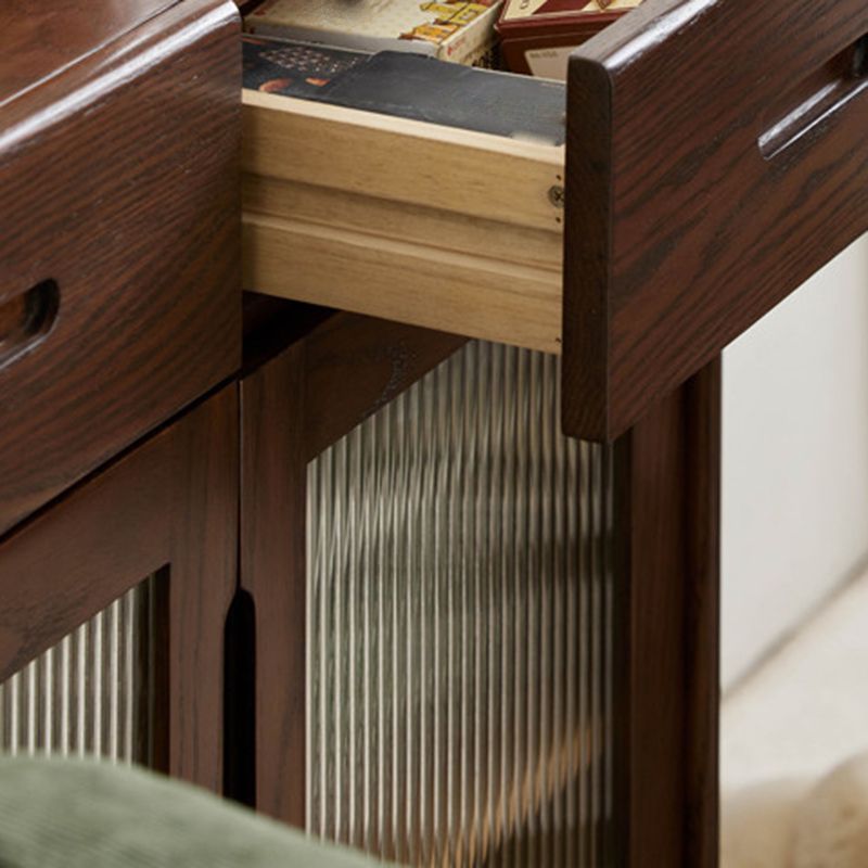 Espresso Solid Wood Dining Server Modern Glass Door with 2 Drawers Clearhalo 'buffet_sideboard' 'Buffets & Sideboards' 'furn' 'furn_buffet_sideboard' 'Furniture' 'Kitchen & Dining Furniture' 1200x1200_fa208b12-6341-4f6a-b1d0-b60baac76681