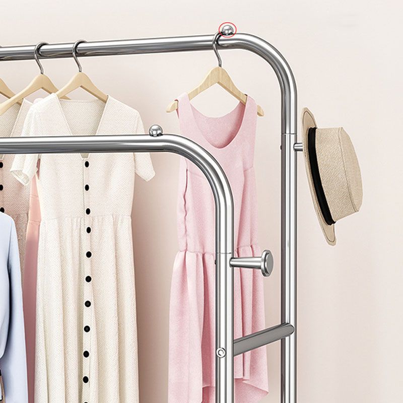 Industrielle Edelstahlhalle Hang Hängende Schienen untere Regal und 2 Haken Kleiderbügel