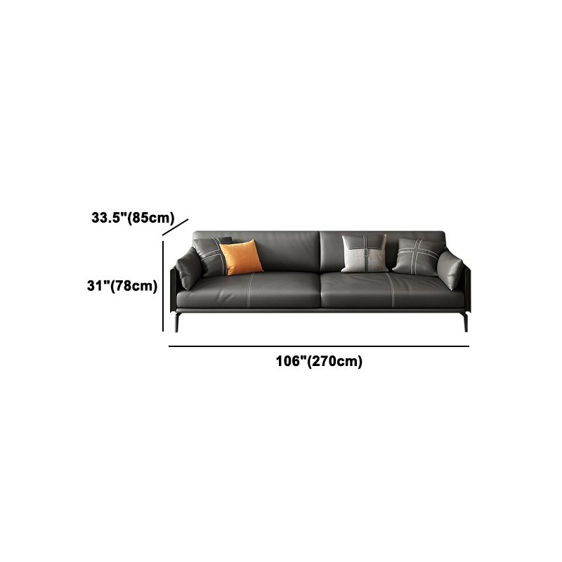 Contemporary Genuine Leather Square Arm Sofa Standard Sofa for Living Room Clearhalo 'furn' 'furn_sofas' 'Furniture' 'furniture_sofas' 'Living Room Furniture' 'Sofa' 'sofas' 1200x1200_fa246a81-5b45-4956-adcd-65d51d64554f
