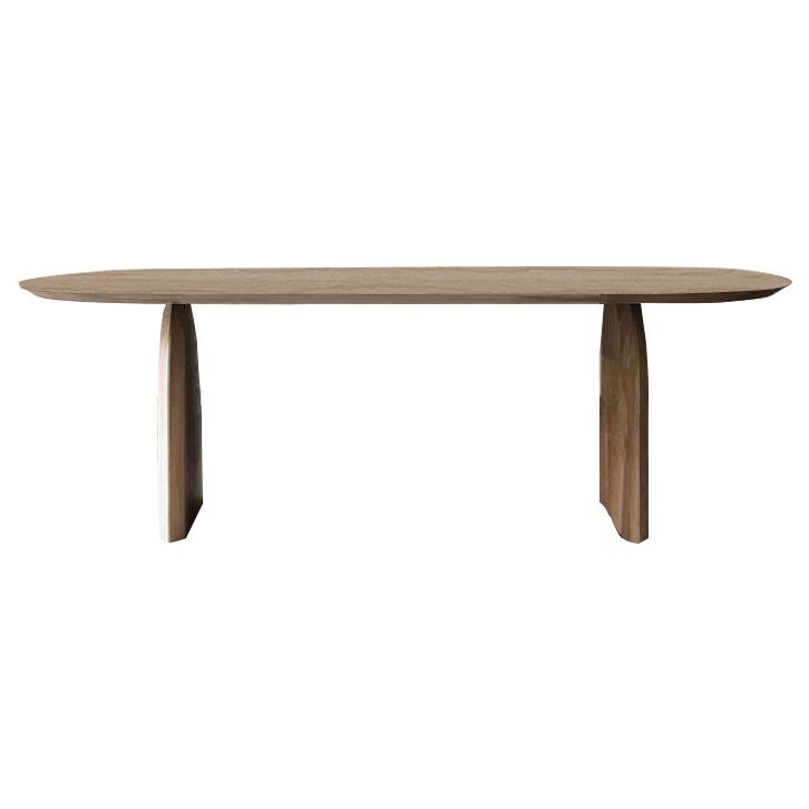 Oval Solid Wood Brown Tone Dining Table Simplicity Double Pedestal Table for Dining Room Clearhalo ' dining_table' 'Dining Tables & Seating' 'Dining Tables' 'furn' 'furn_dining_table' 'Furniture' 'furniture_dining_table' 'Kitchen & Dining Furniture' 'kitchen&dining_furn' 'kitchen' 'kitchen_dining_table' 1200x1200_fa259428-0f0d-42b0-809c-7a2234a7994d