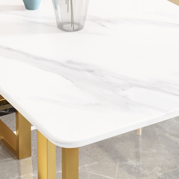 Glam Iron Dinette Set 1/2/5/7 Pieces Dining Table Set with Rectangle Sintered Stone Top Clearhalo 'Dining Room Sets' 'Dining Tables & Seating' 'dining_room_set' 'furn' 'furn_dining_room_set' 'Furniture' 'furniture_dining_room_set' 'Kitchen & Dining Furniture' 1200x1200_fa269b74-64ea-4404-98db-64bcf9c1020d