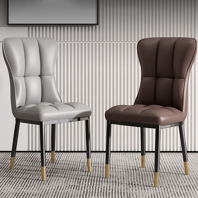 Glam Style Metal Dining Room Chairs Armless Upholstered Linen Fabric Dining Chair for Home Use Clearhalo ' kitchen&dining_furn' 'Dining Chairs' 'Dining Tables & Seating' 'dining_chair' 'furn' 'furn_dining_chair' 'Furniture' 'furniture_dining_chair' 'Kitchen & Dining Furniture' 'kitchen' 1200x1200_fa26a11f-4c2b-4cbb-b849-4b36da9a22c2