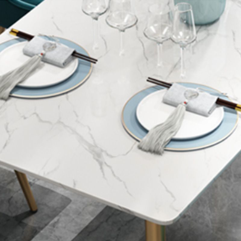 Table à manger rectangulaire à base dorée, Table glamour en Faux marbre pour la maison