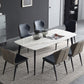 Contemporary Stone Rectangular Dining Table with 4 Steel Foot Clearhalo 'Dining Tables & Seating' 'Dining Tables' 'dining_table' 'furn' 'furn_dining_table' 'Furniture' 'Kitchen & Dining Furniture' 1200x1200_fa276d2a-9988-47ba-aa9c-704971cdb7c8