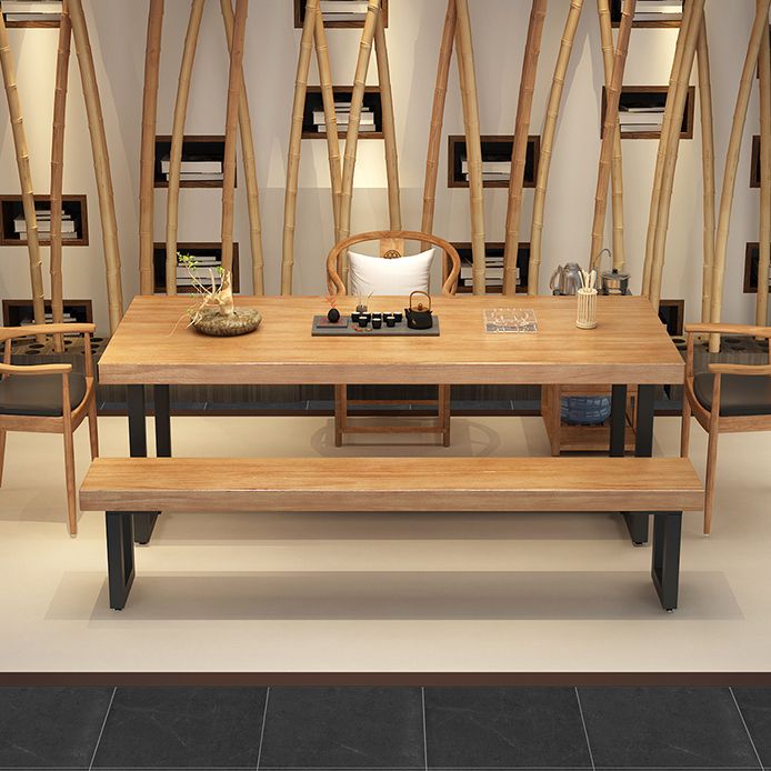 Metal Industrial Rectangle Dining Table Wood Top Table with Trestle Base Clearhalo ' dining_table' 'Dining Tables & Seating' 'Dining Tables' 'furn' 'furn_dining_table' 'Furniture' 'furniture_dining_table' 'Kitchen & Dining Furniture' 'kitchen&dining_furn' 'kitchen' 'kitchen_dining_table' 1200x1200_fa286e79-605e-409e-a69e-5604648e768f