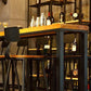 Modern Bar Table Set  1/6/11 Pieces Rectangle Wood Counter Table with High Stools for Bar