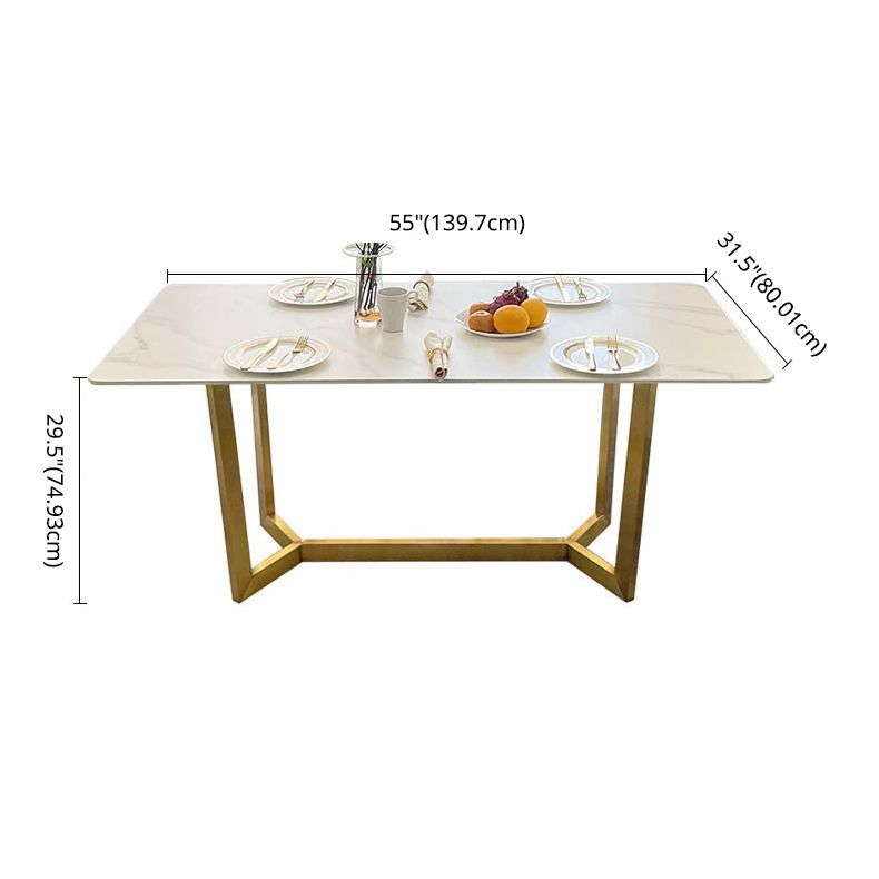 Scandinavian Metal Base Dining Table Rectangle Formal Dinette Set for Dining Room Clearhalo 'Dining Room Sets' 'Dining Tables & Seating' 'dining_room_set' 'furn' 'furn_dining_room_set' 'Furniture' 'furniture_dining_room_set' 'Kitchen & Dining Furniture' 'kitchen&dining_furn' 'kitchen' 1200x1200_fa2a9d8c-1a83-4a98-adb6-1d1e09191e7f