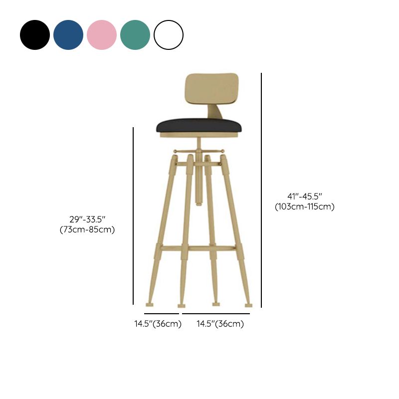 Upholstered Adjustable Height Bar Stool Industrial Iron Frame Stool Clearhalo 'Bar Furniture' 'Bar Stools' 'bar_stools' 'furn' 'furn_bar_stools' 'Furniture' 'Kitchen & Dining Furniture' 1200x1200_fa2ba042-cedc-4f14-935c-31f71519d718