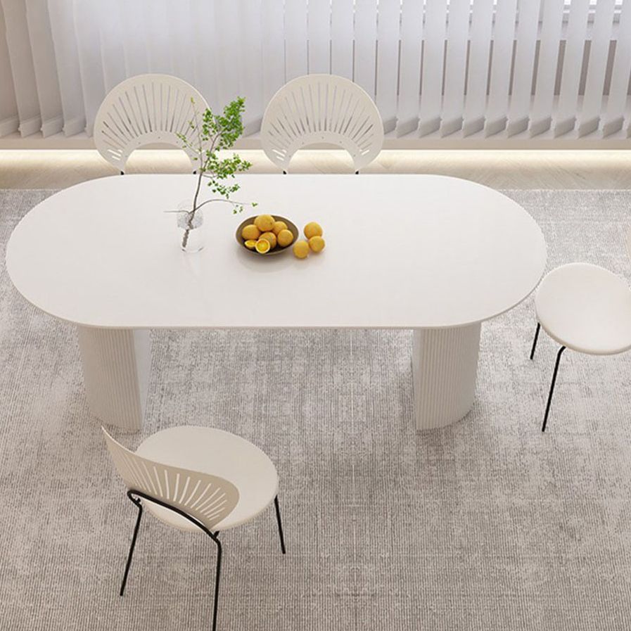 Stone Top Dining Table Contemporary Oval Table with Sled Base Clearhalo 'Dining Tables & Seating' 'Dining Tables' 'dining_table' 'furn' 'furn_dining_table' 'Furniture' 'Kitchen & Dining Furniture' 1200x1200_fa2c118c-5076-46fb-a4cb-d976b75bc3e4