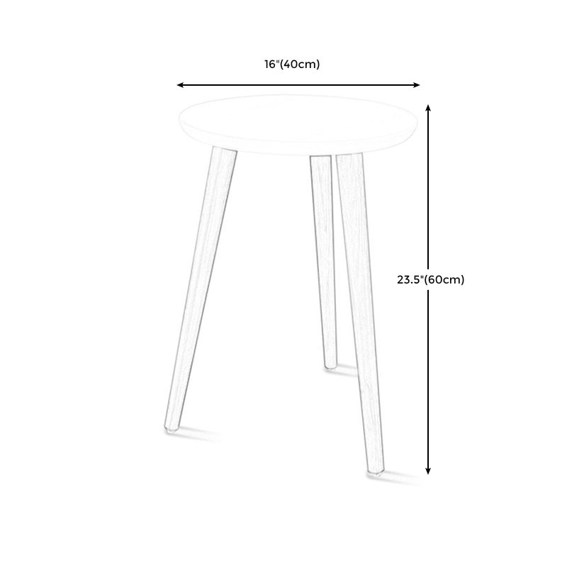 Round Wood Top End Table Contemporary Tripod Sofa Side End Table in Natural/White