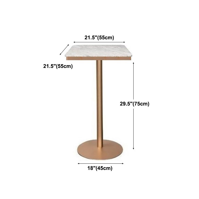 Glam White Faux Marble Pub Bar Table Indoor Iron Bar Dining Table with Single Pedestal Clearhalo 'Bar Furniture' 'Bar Tables' 'bar_tables' 'furn' 'furn_bar_tables' 'Furniture' 'furniture_bar_tables' 'Kitchen & Dining Furniture' 1200x1200_fa2fa5ce-b162-4ed7-b09c-133d16942739