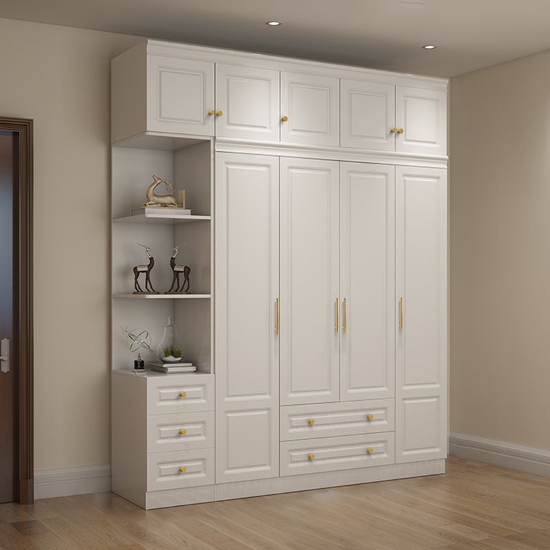Hinged White Wardrobe Armoire Engineered Wood Wardrobe Closet Clearhalo 'Armoires & Wardrobes' 'armoires_wardrobes' 'Bedroom Furniture' 'furn' 'furn_armoires_wardrobes' 'Furniture' 1200x1200_fa30181b-97a2-42ba-ae80-649e96cc1ddc