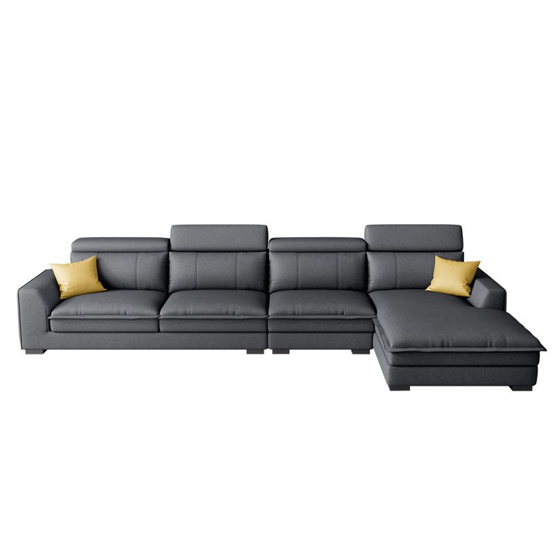 Square Arm Dark Gray Cushion Back Storage Faux Leather L-Shape Sofa Clearhalo 'furn' 'furn_sectionals' 'Furniture' 'furniture_sectionals' 'Living Room Furniture' 'Sectionals' 1200x1200_fa31416c-5543-4d20-b93c-3a9091cbb866
