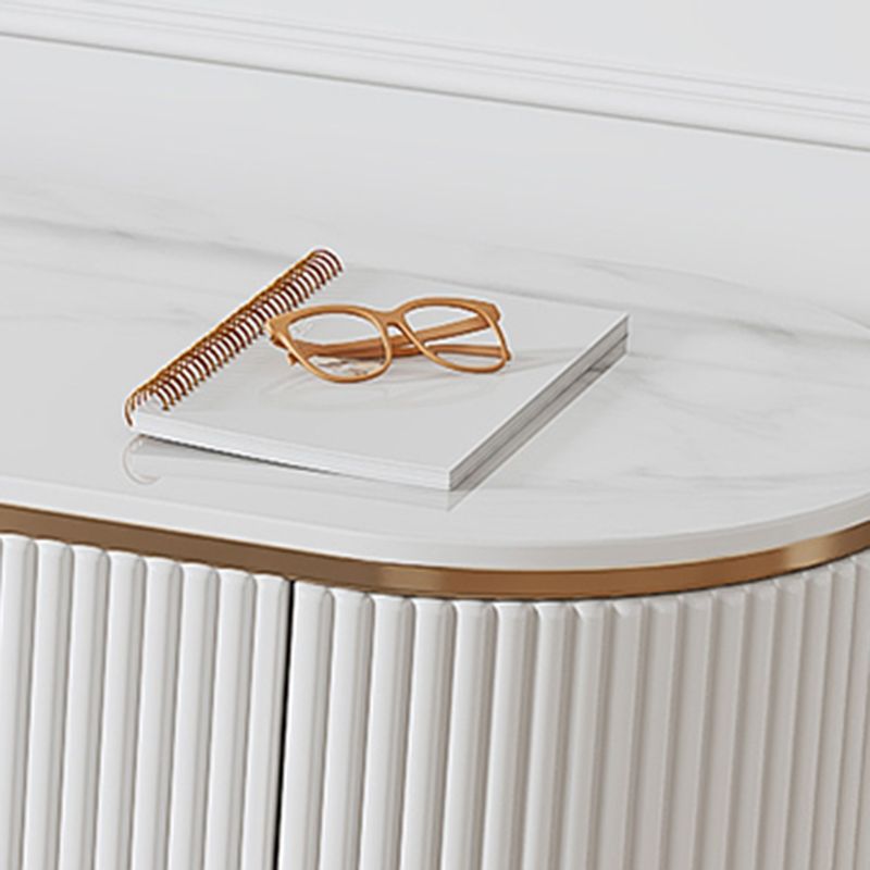 Console glam oval white tv stand con ripiani per soggiorno