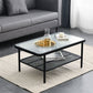 4 Legs Cocktail Table Glass Rectangular Coffee Table with Shelf Clearhalo 'Coffee & Accent Tables' 'Coffee Tables' 'coffee_tables' 'furn' 'furn_coffee_tables' 'Furniture' 'Living Room Furniture' 1200x1200_fa319a5b-ed5f-4ed2-bf44-b14110ea62de