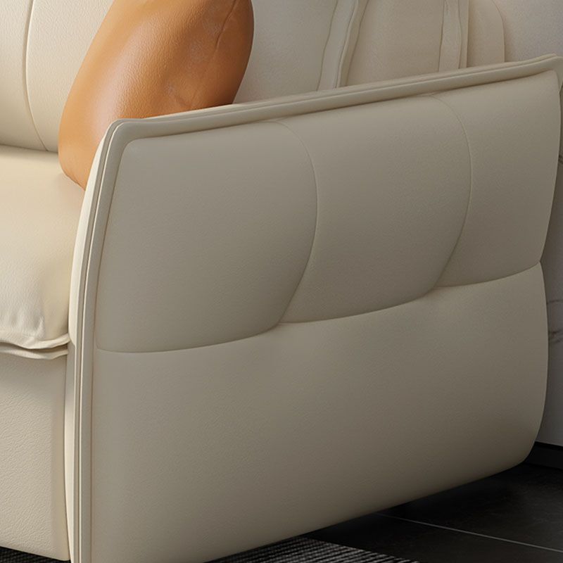 White Sofa Bed Faux Leather Square Arm Standard Bed Settee with Storage Clearhalo 'furn' 'furn_sofas' 'Furniture' 'furniture_sofas' 'kitchen' 'kitchen_sofas' 'Living Room Furniture' 'Sofa' 'sofas' 1200x1200_fa32056a-376d-42f5-8bf3-271dc463a9b9