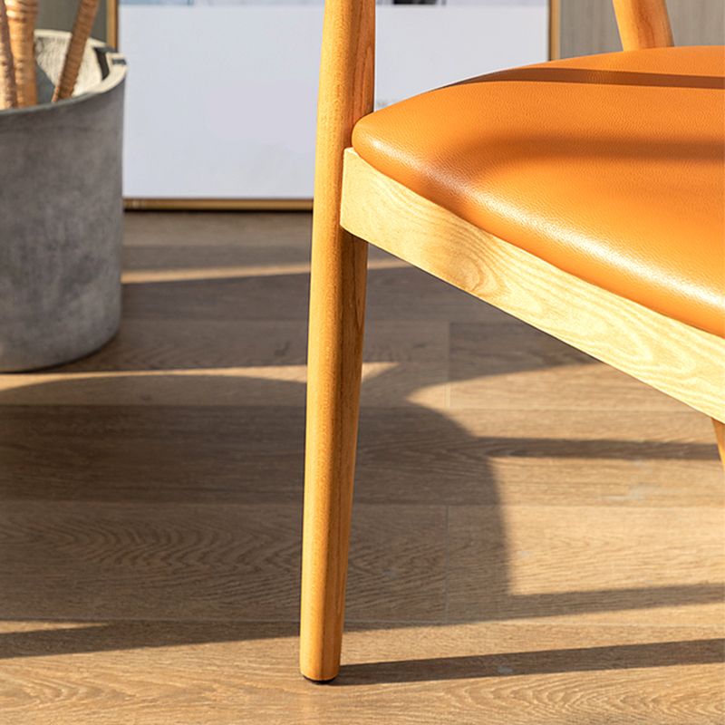 Contemporary Leather Dining Room Arm Chair Wood Open Back Dining Chair Clearhalo ' kitchen&dining_furn' 'Dining Chairs' 'Dining Tables & Seating' 'dining_chair' 'furn' 'furn_dining_chair' 'Furniture' 'furniture_dining_chair' 'Kitchen & Dining Furniture' 'kitchen' 1200x1200_fa33500b-e9ed-4df3-83c2-73b506f3d360