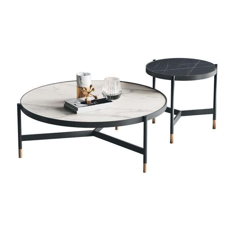 3 Legs 2 Piece Bunching Coffee Tables Minimalist Round Stone Cocktail Table Clearhalo 'Coffee & Accent Tables' 'Coffee Tables' 'coffee_tables' 'furn' 'furn_coffee_tables' 'Furniture' 'Living Room Furniture' 1200x1200_fa3a55a0-a448-4f7e-8a6d-4c1f61cfab04