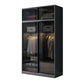 Black Wardrobe for Home Modern Style Cabinet with Glass Doors Clearhalo 'Armoires & Wardrobes' 'armoires_wardrobes' 'Bedroom Furniture' 'furn' 'furn_armoires_wardrobes' 'Furniture' 1200x1200_fa3a9886-a0a3-469f-ac6c-0cb7de1fd594