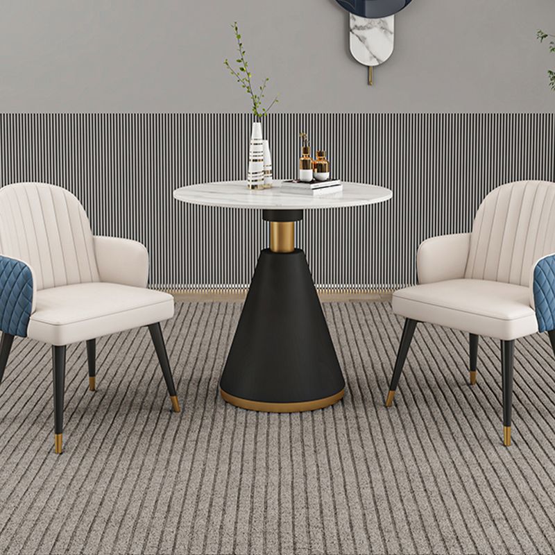 Glam Dining Table Set with Padded Chairs 1/2/5 Pcs White Stone Dining Set for Home