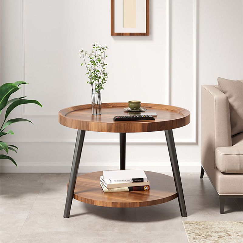 Wood Cocktail Table 3 Legs Modern Single Coffee Table with Shelf Clearhalo 'Coffee & Accent Tables' 'Coffee Tables' 'coffee_tables' 'furn' 'furn_coffee_tables' 'Furniture' 'Living Room Furniture' 1200x1200_fa3b4fb7-5165-4e26-995f-b38011dae77a