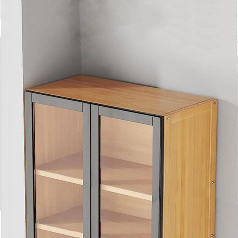 モダンなスタイルの本棚竹の閉じた本棚ホームオフィスのドア付きの本棚