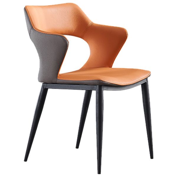 Sedie da cucina in stile contemporaneo braccio da pranzo sedia posteriore aperta con gambe metalliche